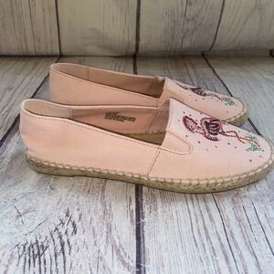 Quacker Factory Womens 6 Jeanne Bice Pink Flamingo Sequin Espadrille Flats